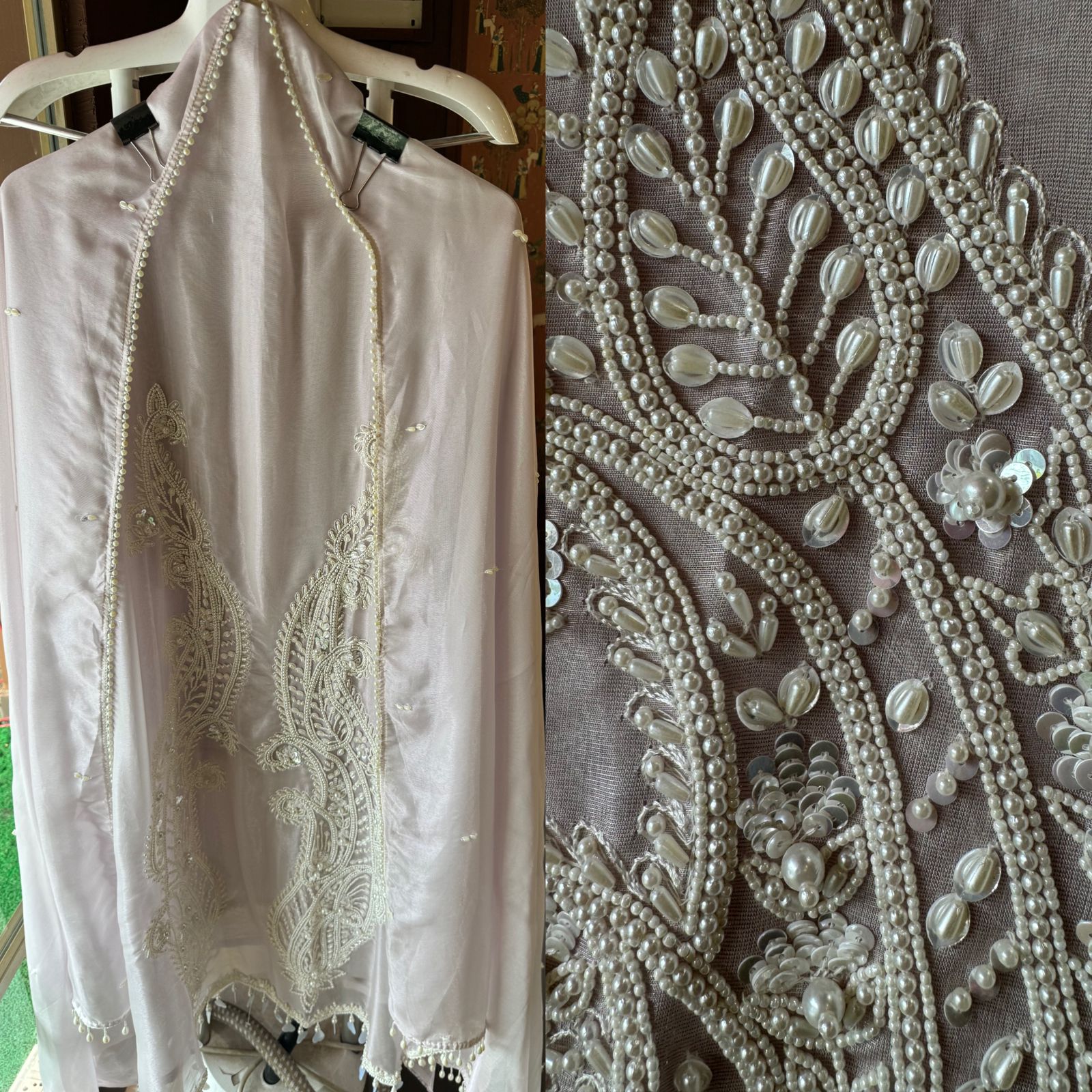 Pure shimmer tissue unstitched Pakistani hand embroidered Concepts