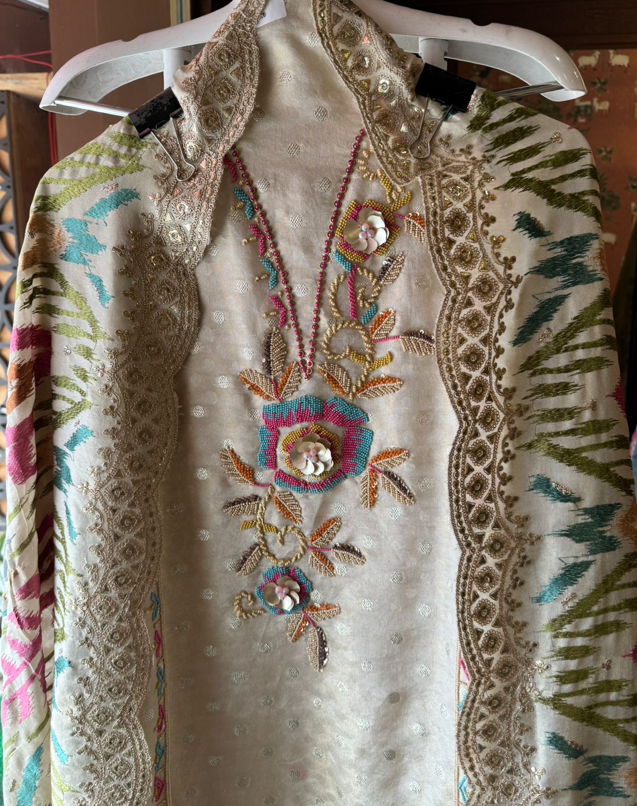 Shop Our New launch On tissue with Ikkat embroidered dupatta concept