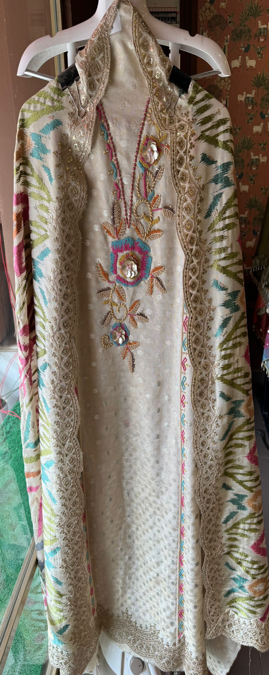 Shop Our New launch On tissue with Ikkat embroidered dupatta concept