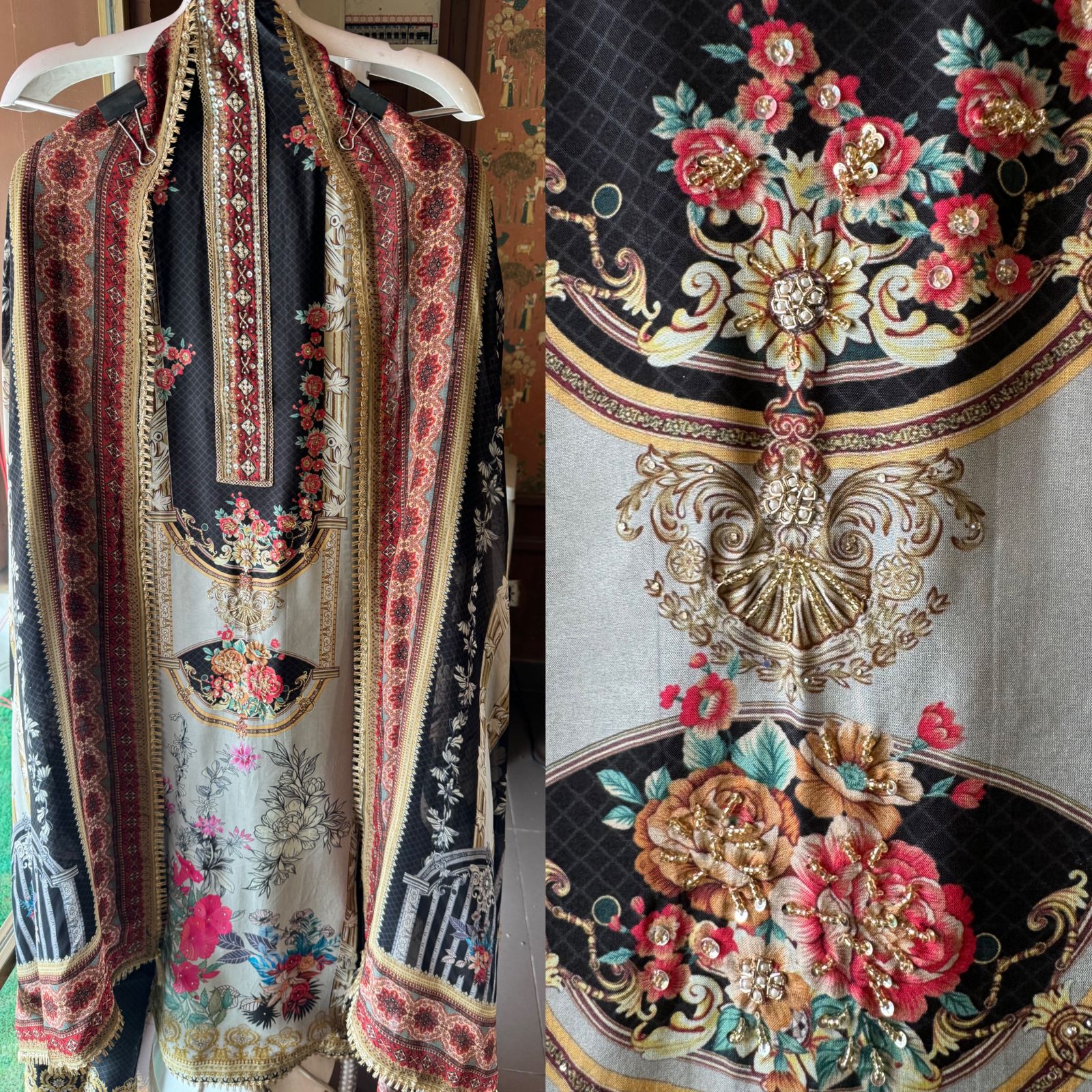 Pure Opada silk Unstitched suit