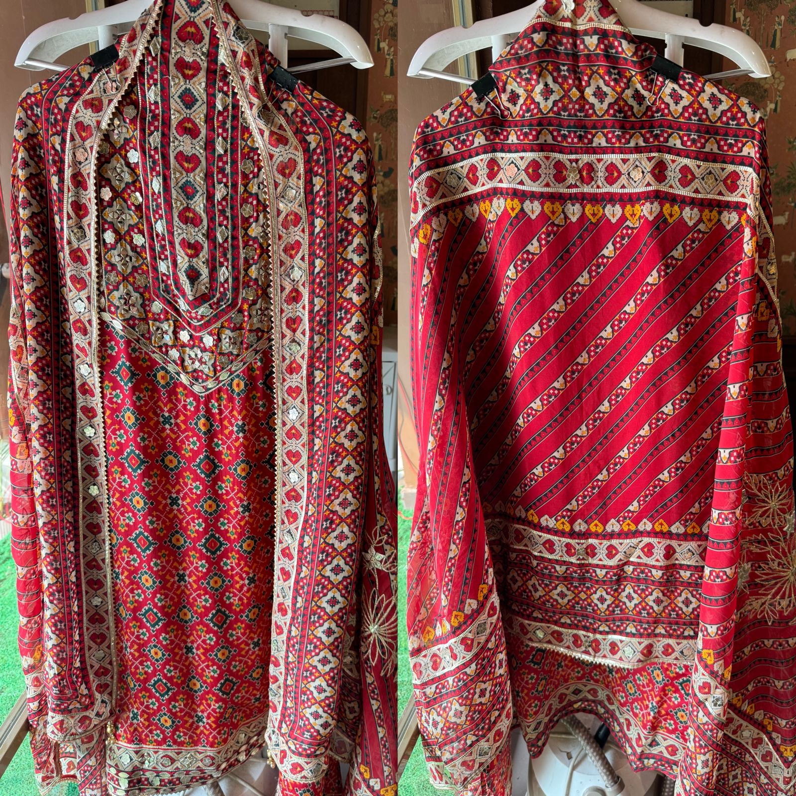 Soft organza Ikkat Patola digital printed shirt