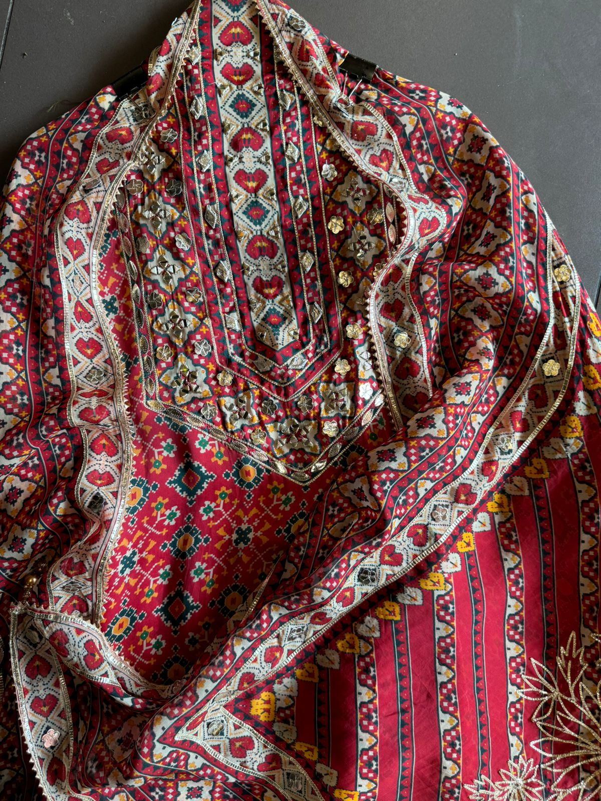 Soft organza Ikkat Patola digital printed shirt