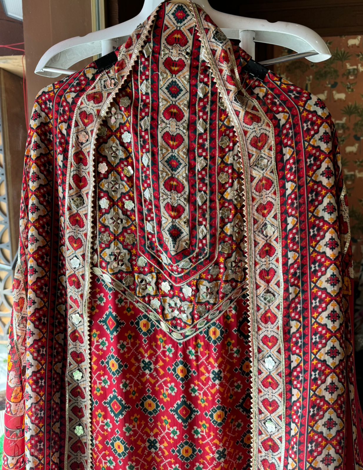 Soft organza Ikkat Patola digital printed shirt