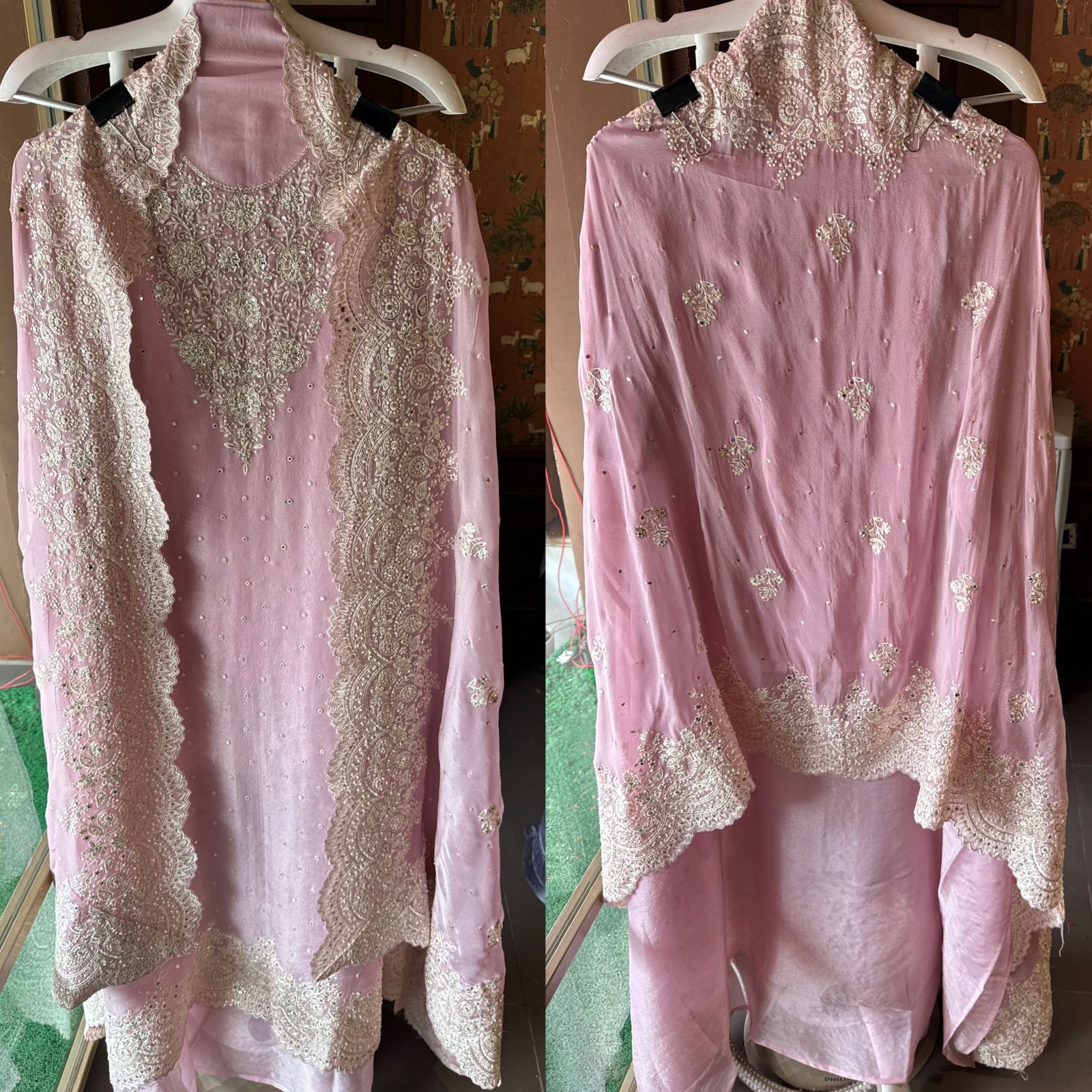 Pure Tissue unstitched Shirt with handwork