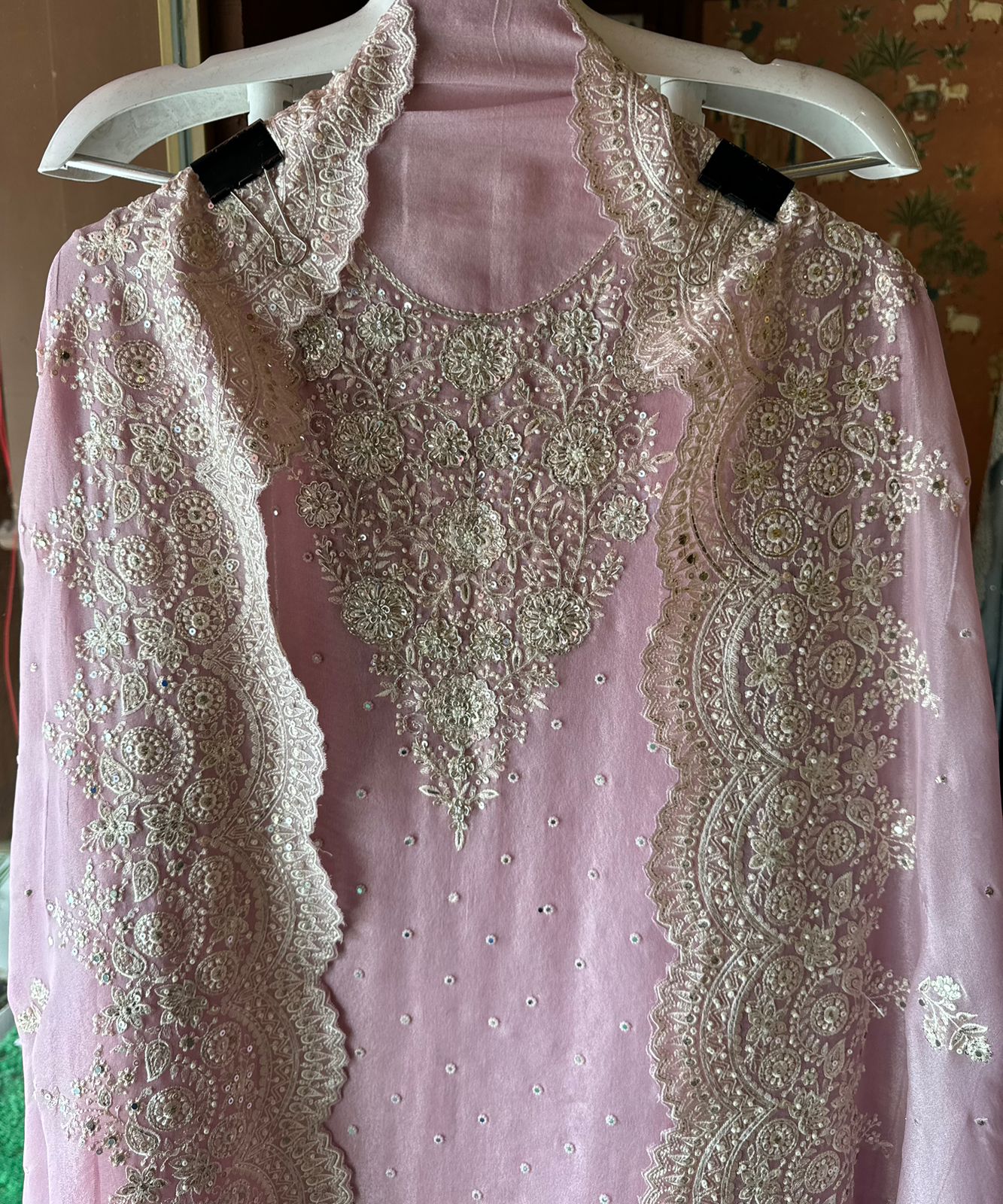 Pure Tissue unstitched Shirt with handwork