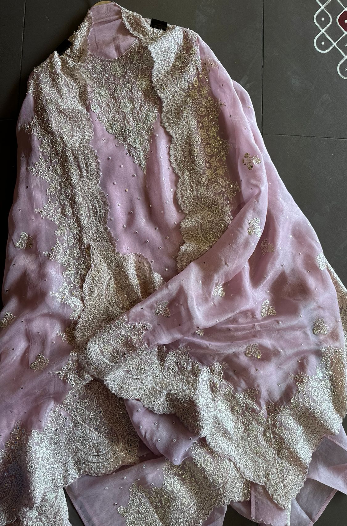 Pure Tissue unstitched Shirt with handwork