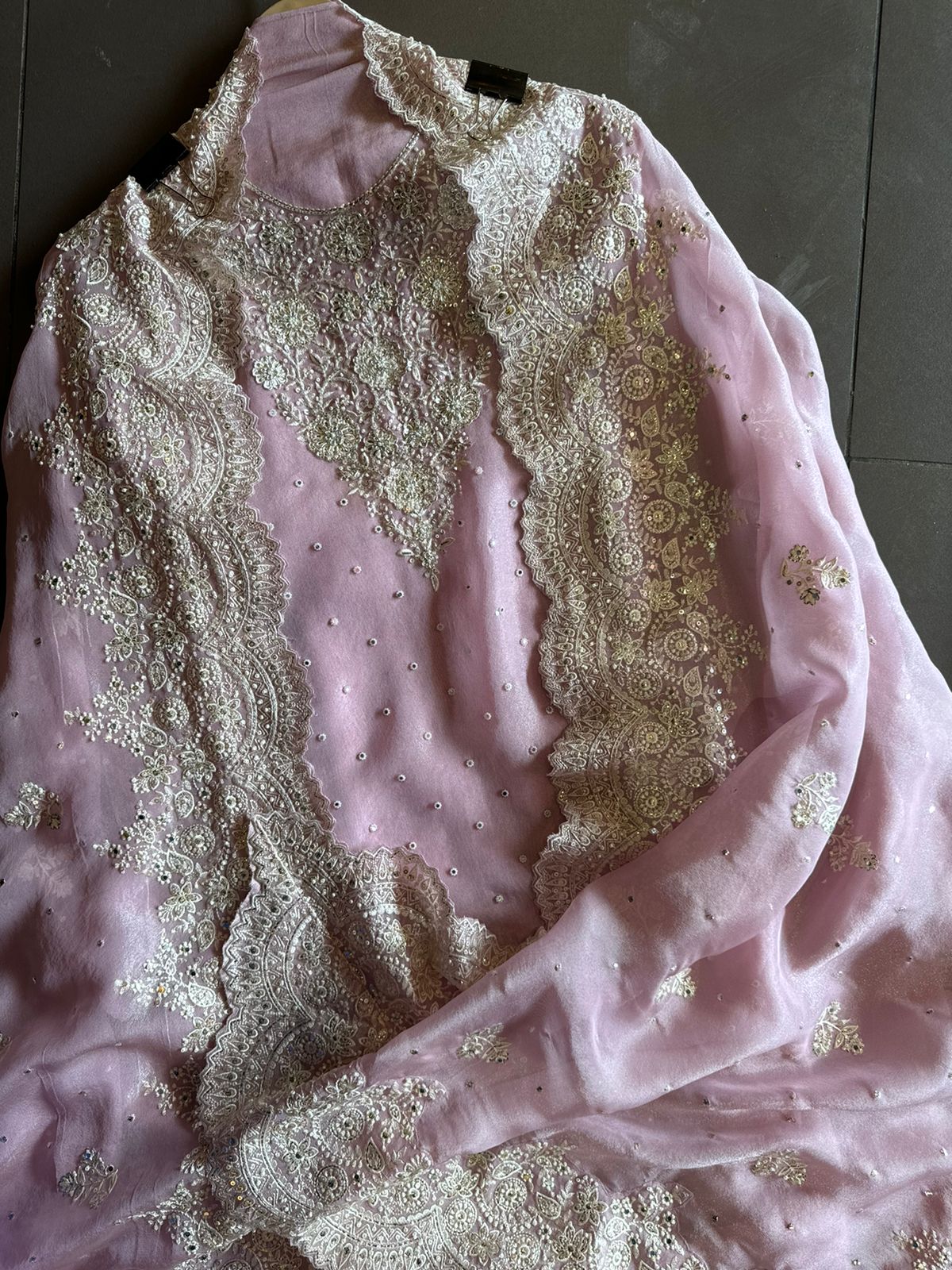 Pure Tissue unstitched Shirt with handwork