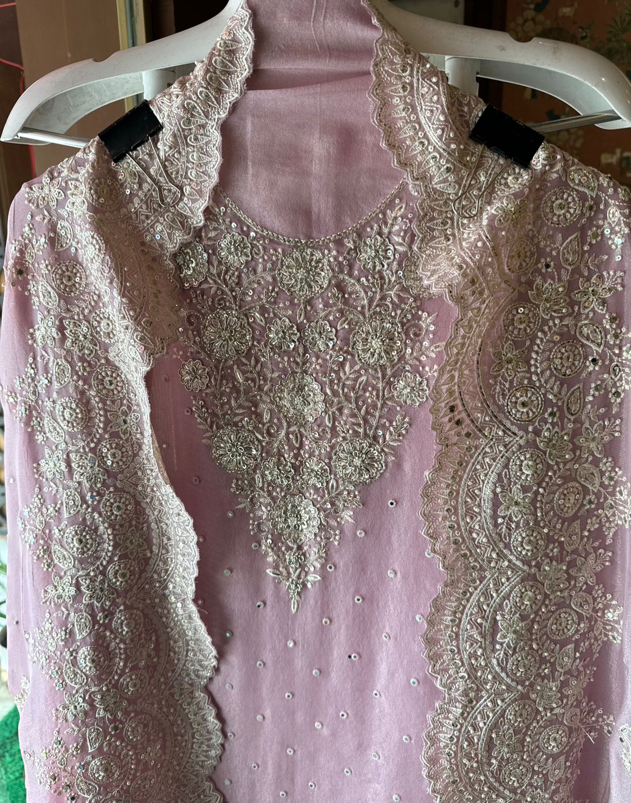 Pure Tissue unstitched Shirt with handwork