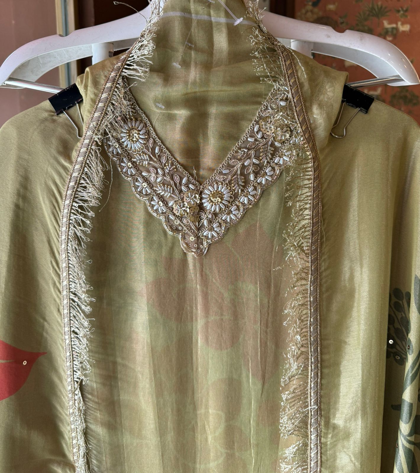 Digital printed floral tissue Unstitched shirt