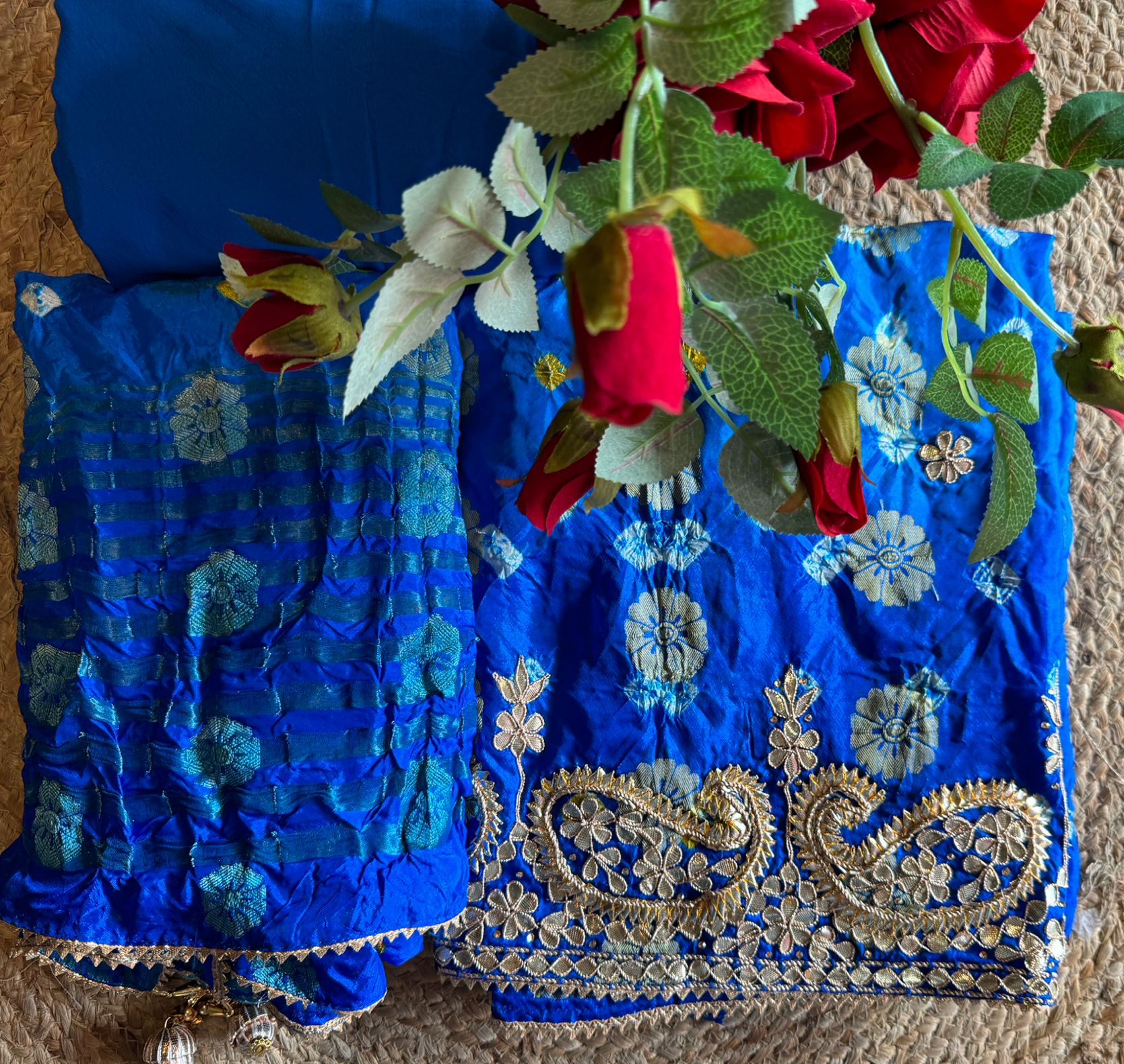 Crushed bandhani silk Suits