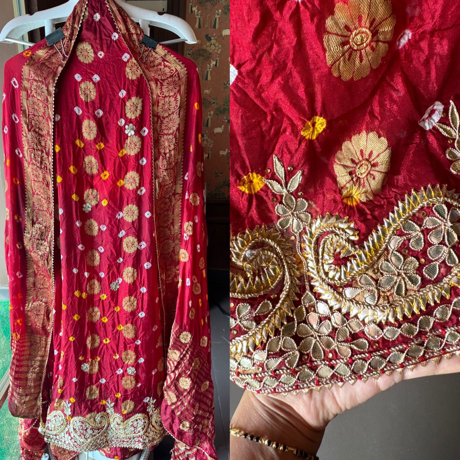 Crushed bandhani silk Suits