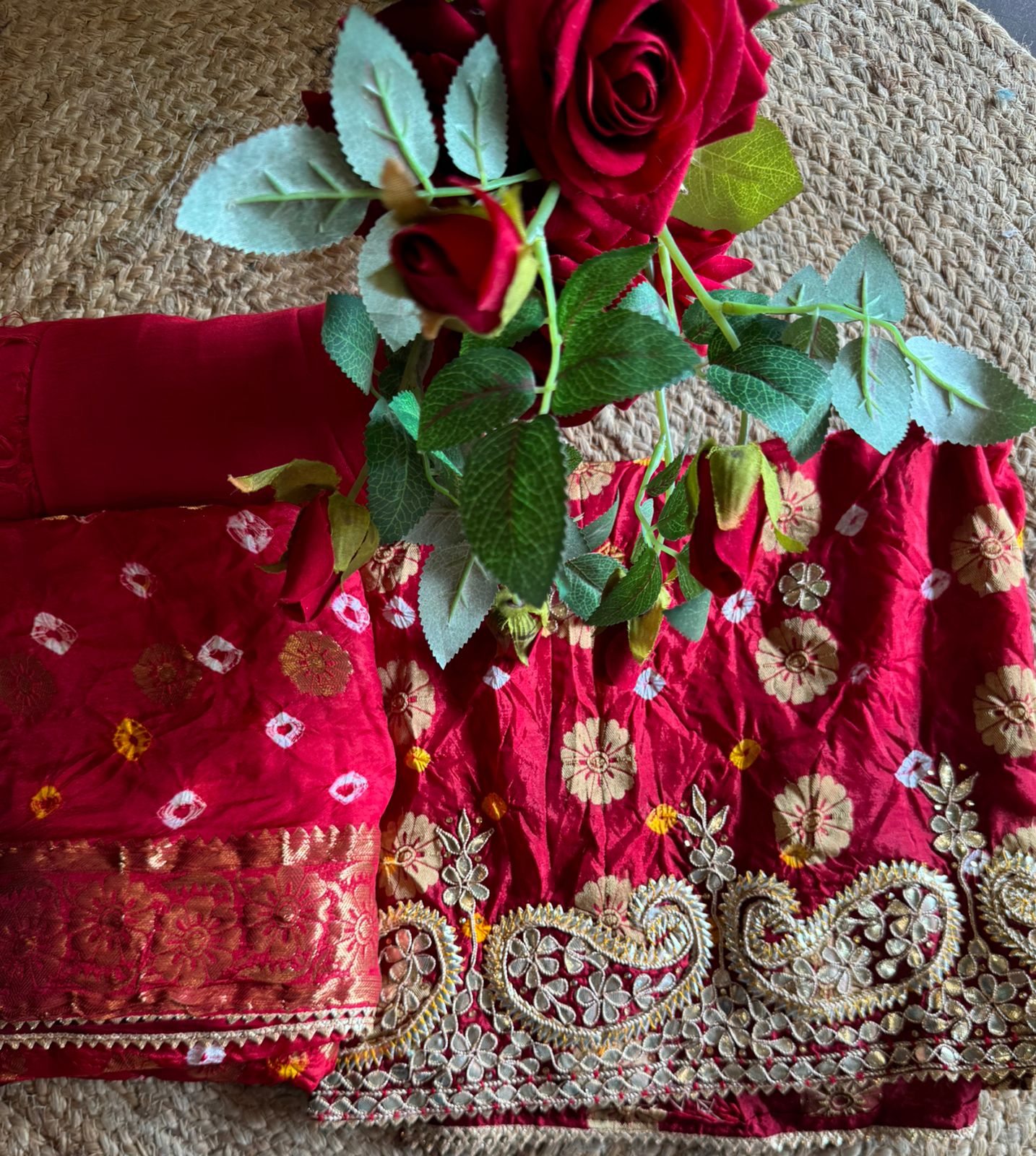 Crushed bandhani silk Suits