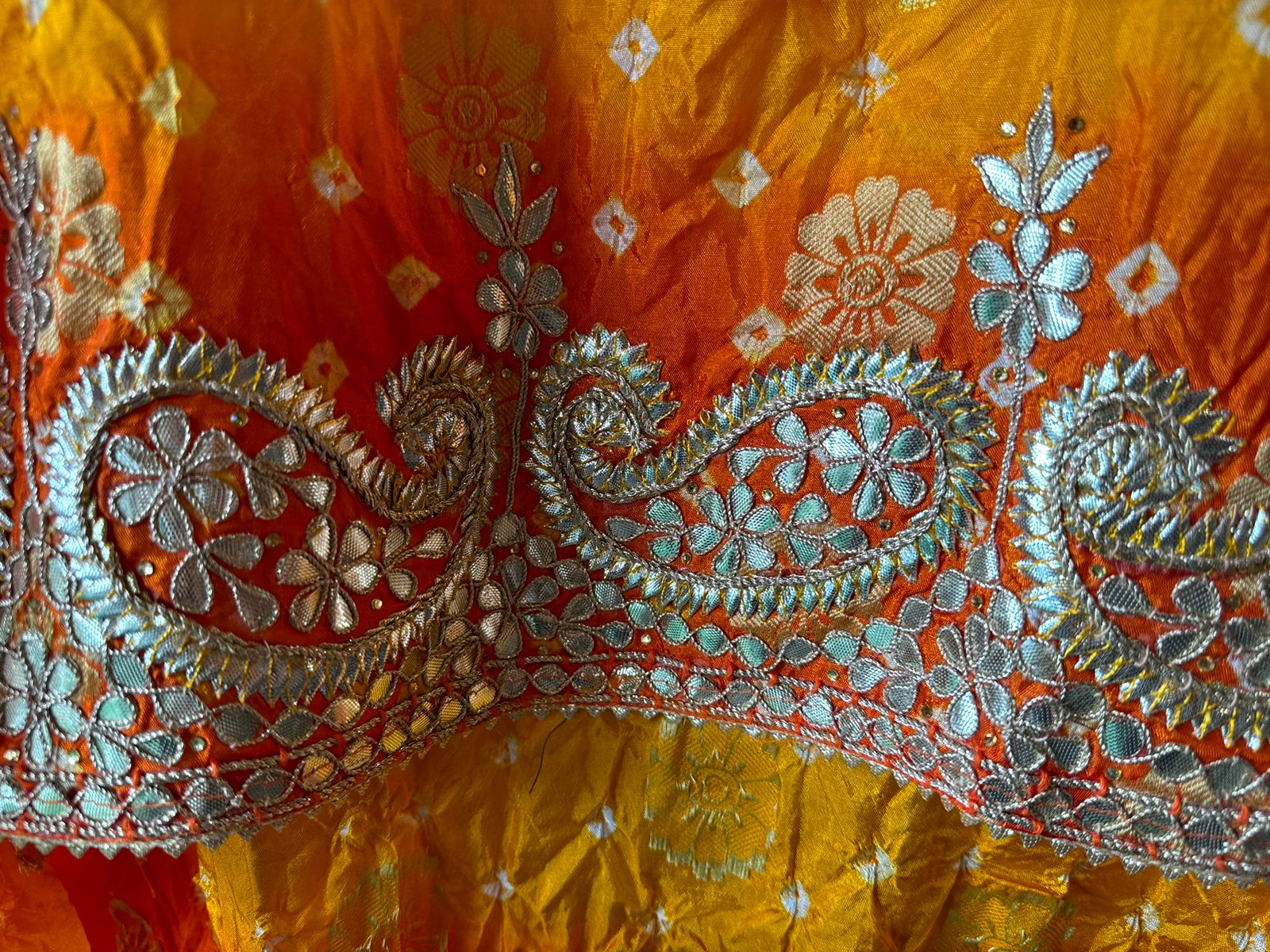 Crushed bandhani silk Suits