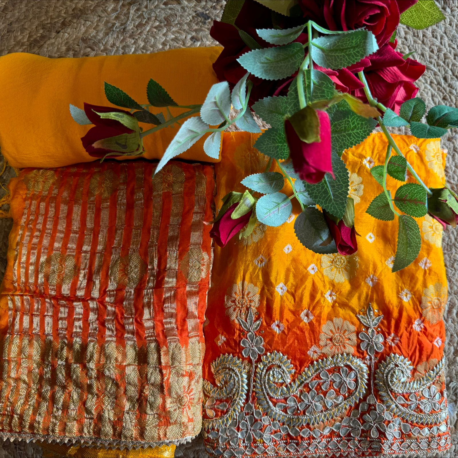 Crushed bandhani silk Suits