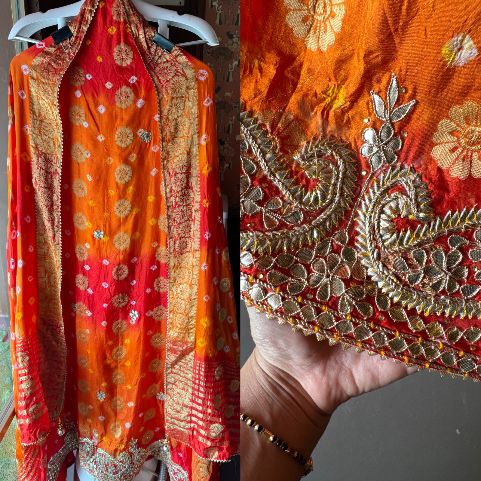 Crushed bandhani silk Suits