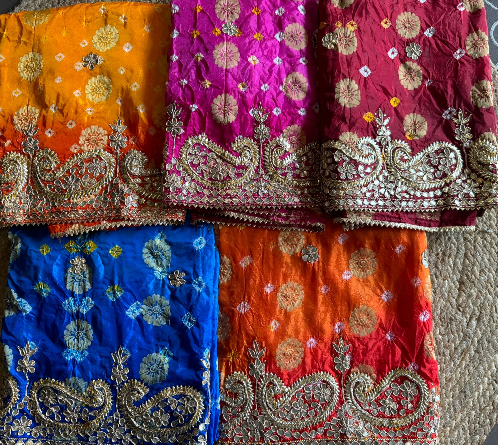 Crushed bandhani silk Suits