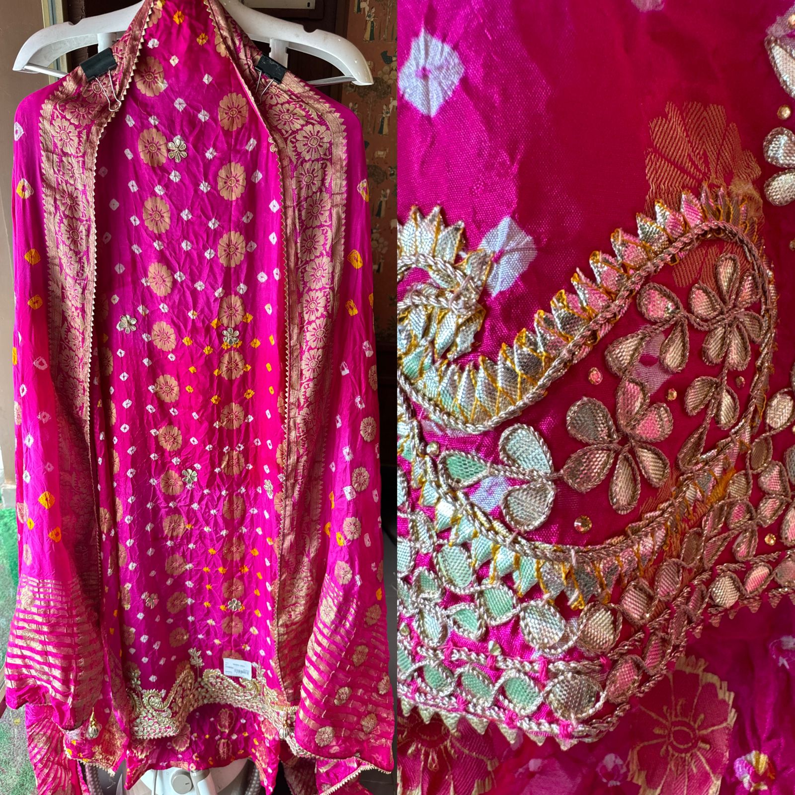 Crushed bandhani silk Suits