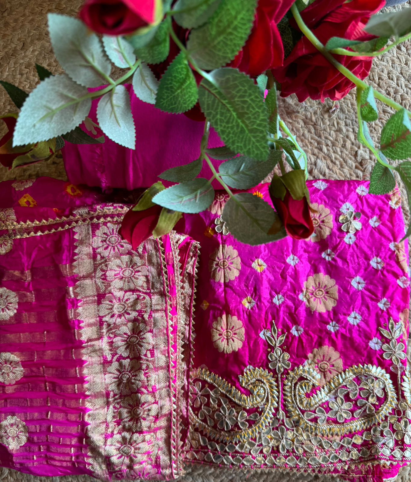 Crushed bandhani silk Suits