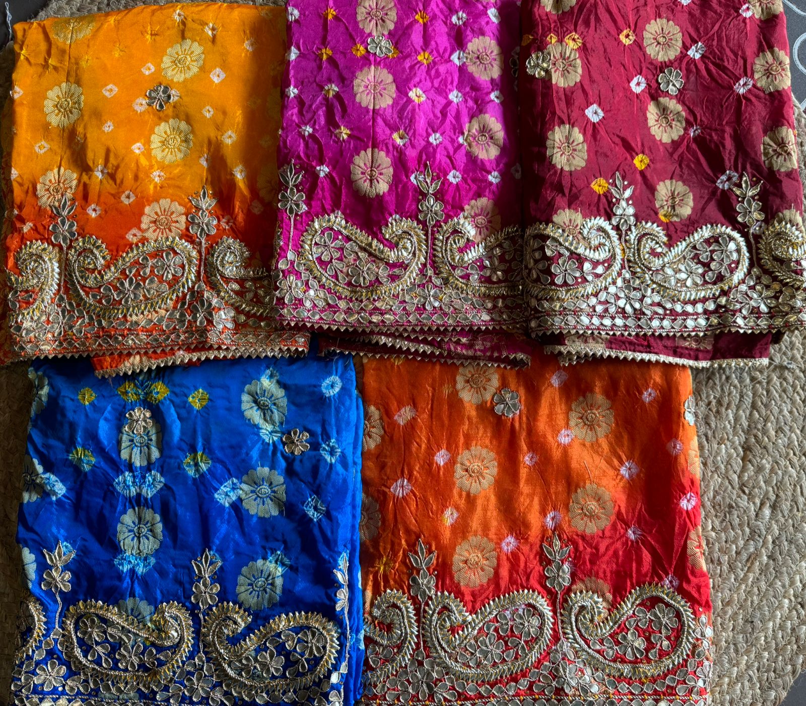 Crushed bandhani silk Suits