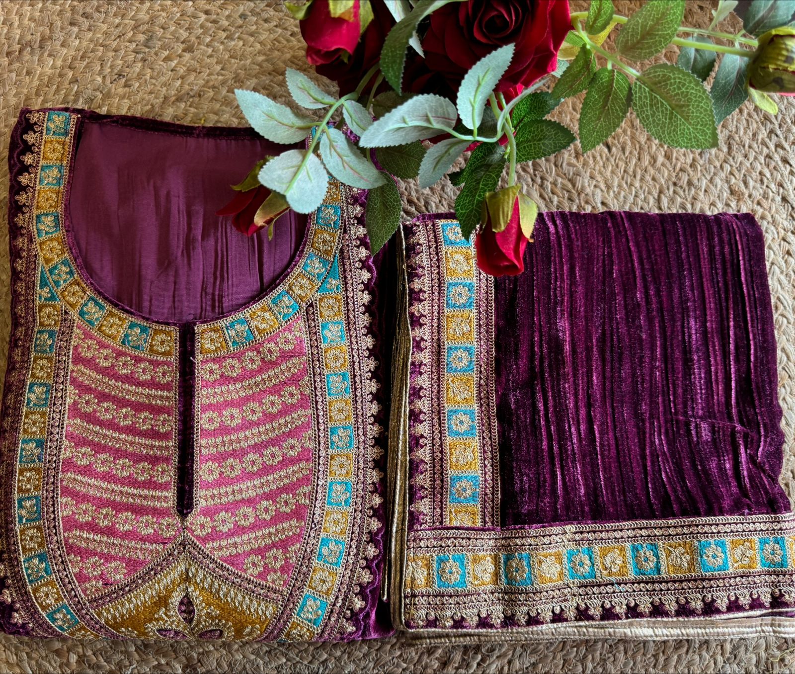 Crushed Velvet Unstitched shirt