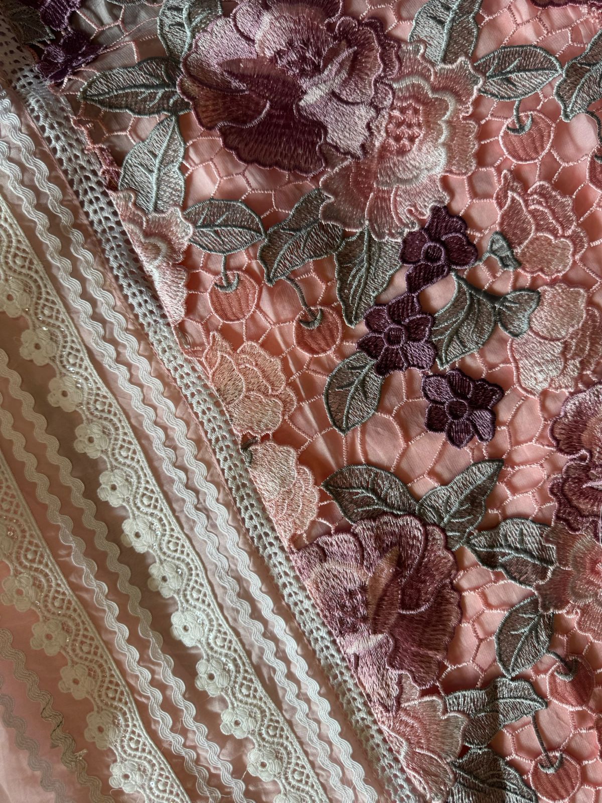 Cutwork crochia Designer front with cotton crochia lace