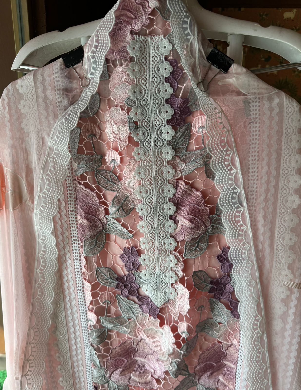 Cutwork crochia Designer front with cotton crochia lace