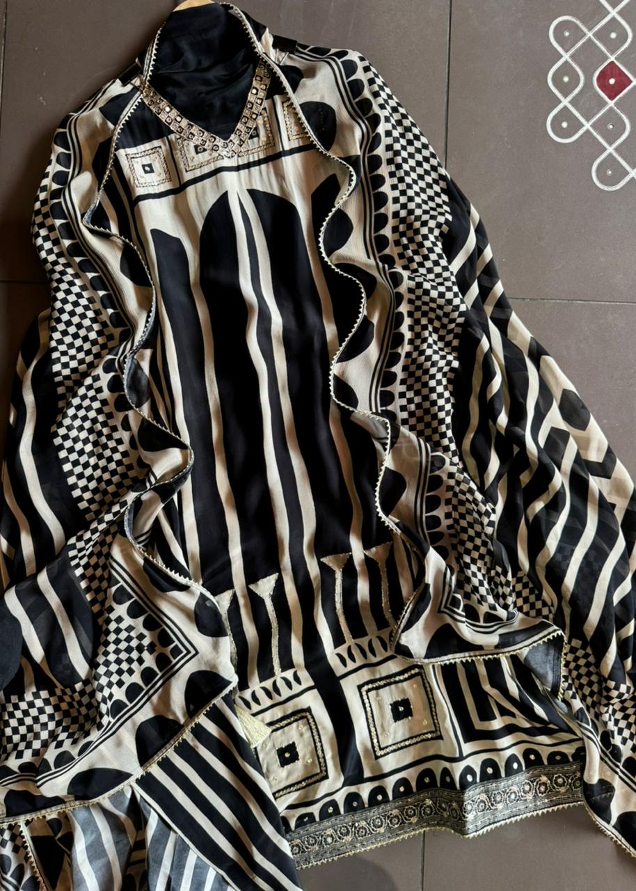 Pure Crepe Digital Geometric Printed Shirt