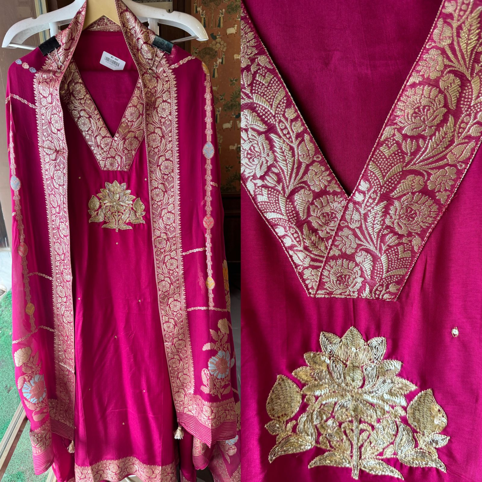 Pure Silk Suits with banarsi Patti border