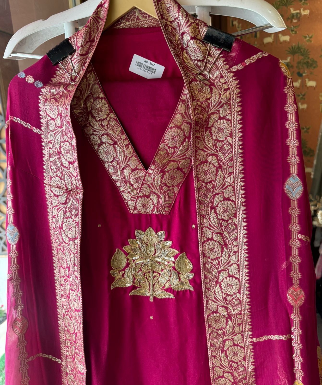 Pure Silk Suits with banarsi Patti border