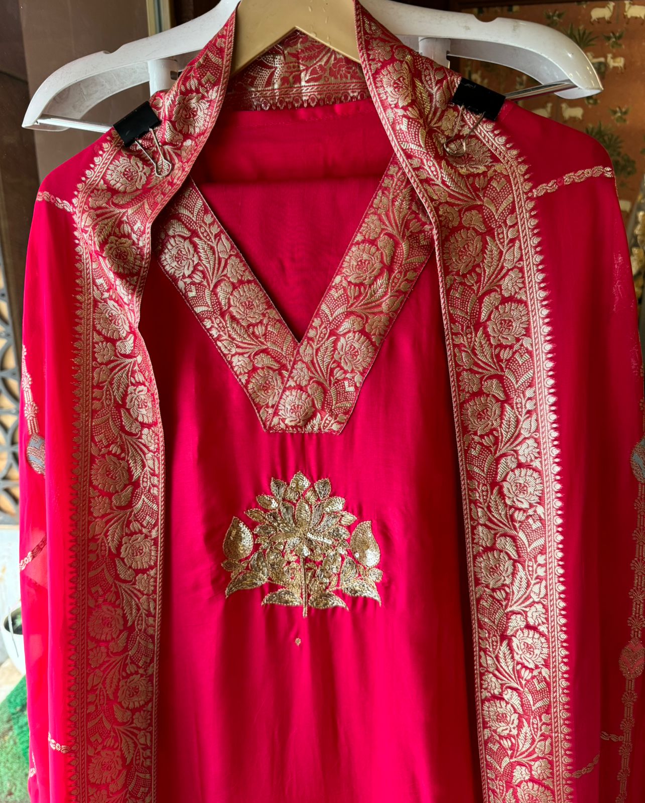 Pure Silk Suits with banarsi Patti border