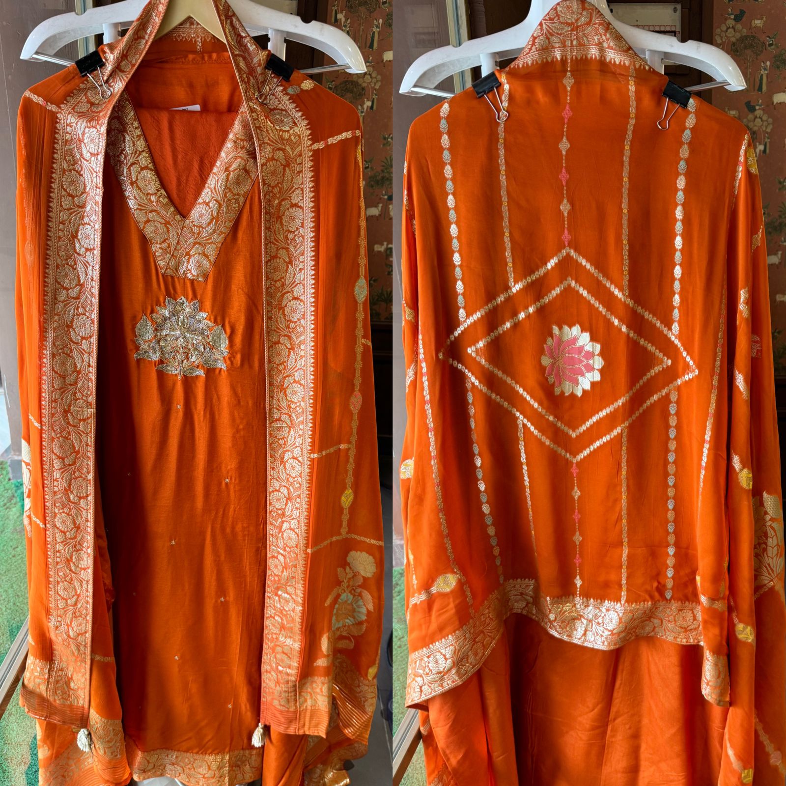 Pure Silk Suits with banarsi Patti border