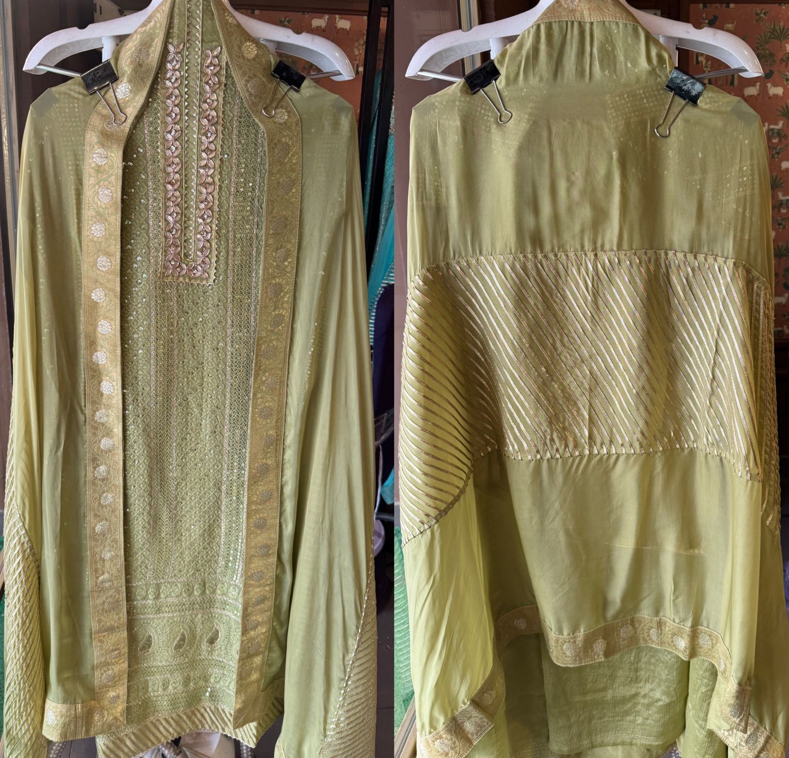 Soft and pure Georgette lakhnavi embroidered shirt