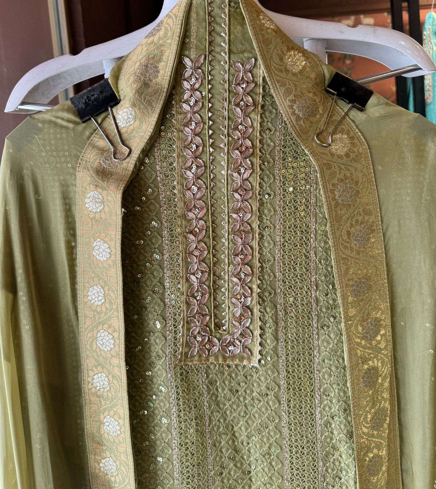 Soft and pure Georgette lakhnavi embroidered shirt