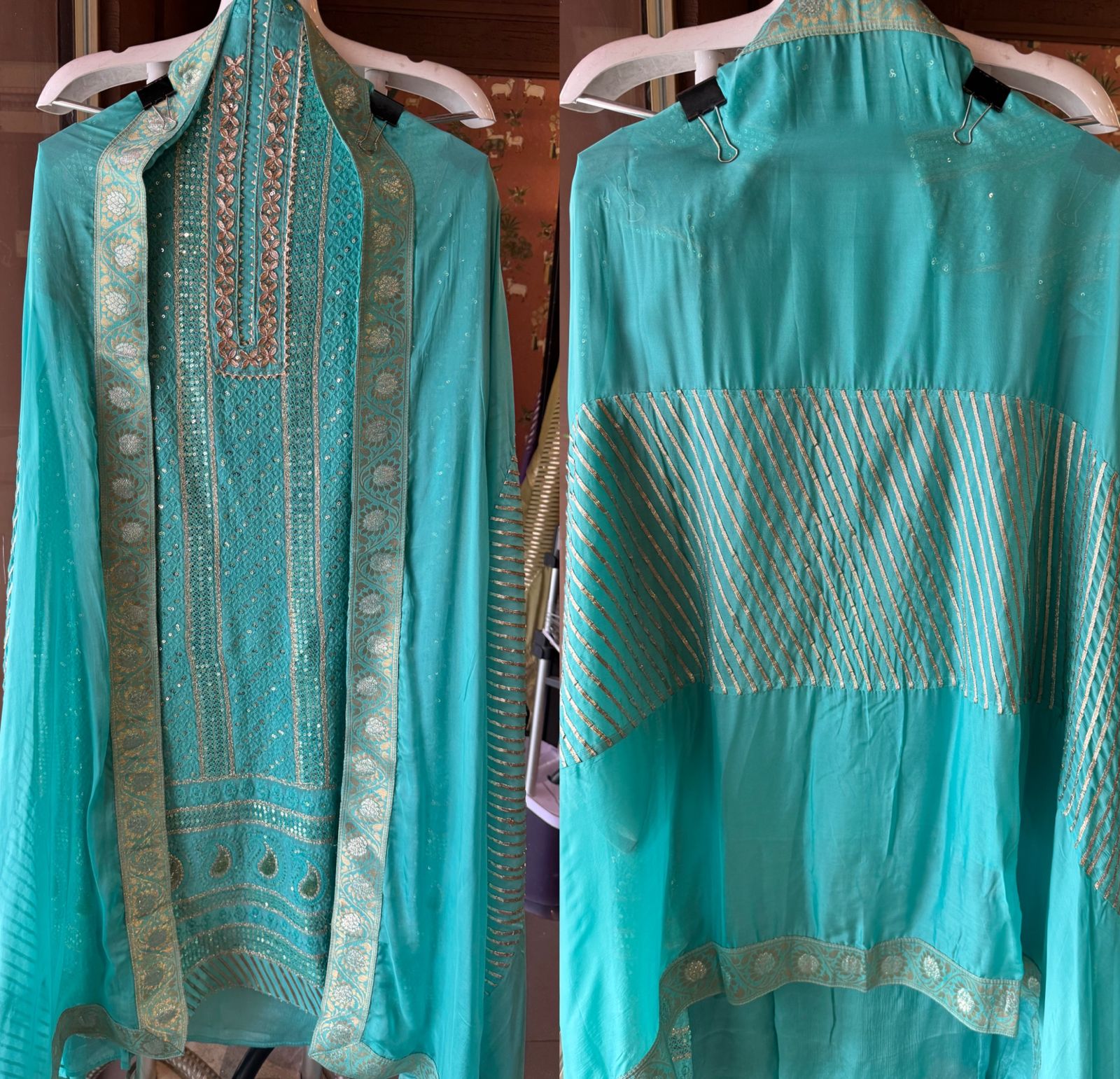 Soft and pure Georgette lakhnavi embroidered shirt