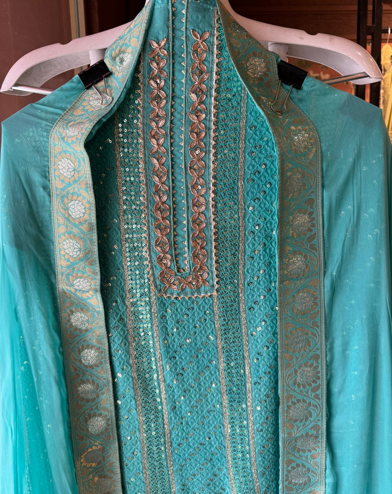 Soft and pure Georgette lakhnavi embroidered shirt