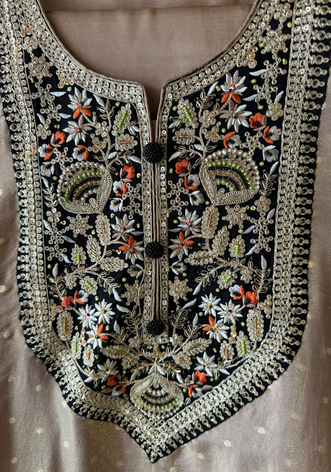 Tissue Unstitched Kurta design with self weavings