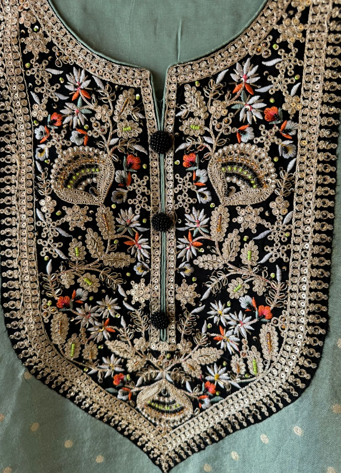 Tissue Unstitched Kurta design with self weavings