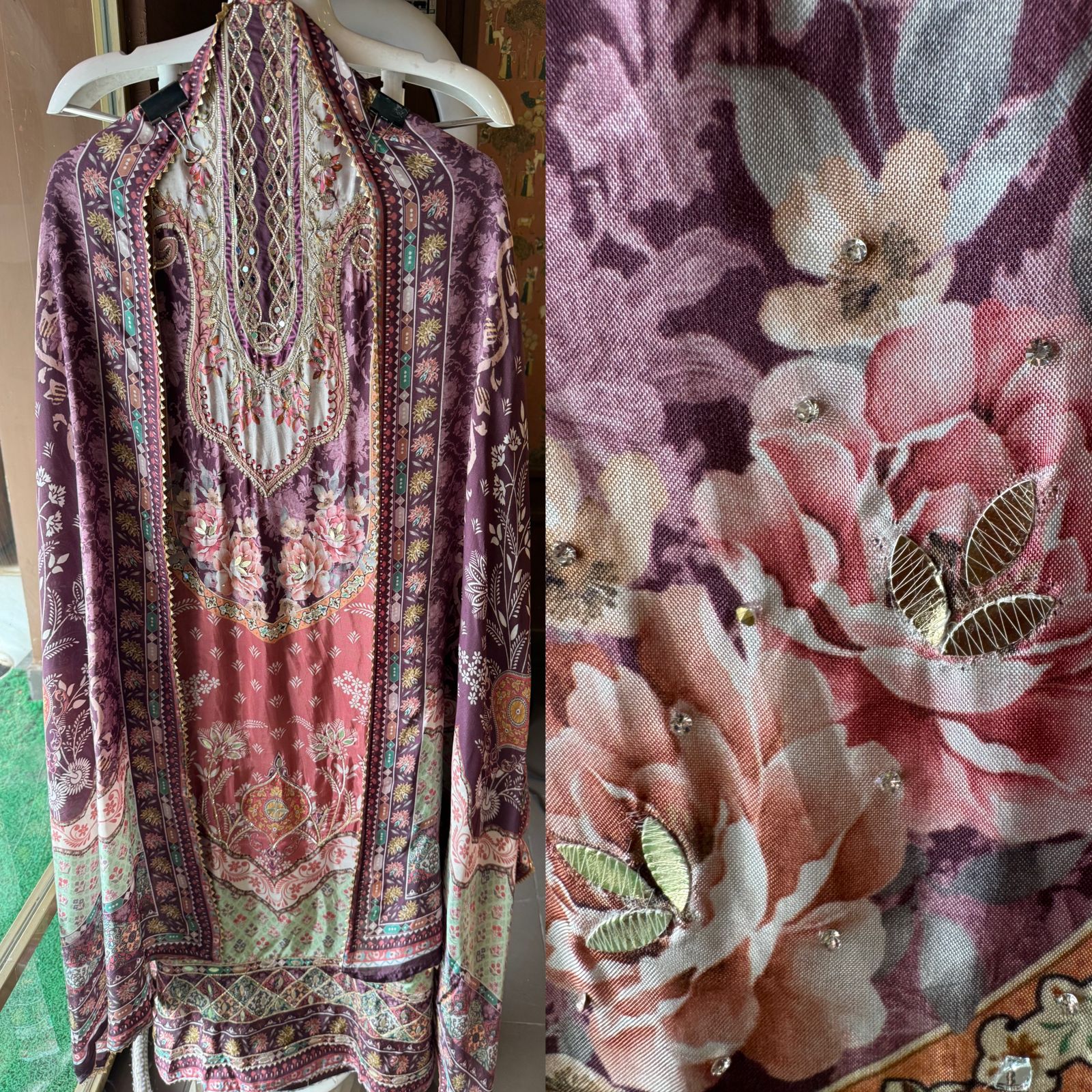 Soft silk Pakistani digital printed semi stitched shirt