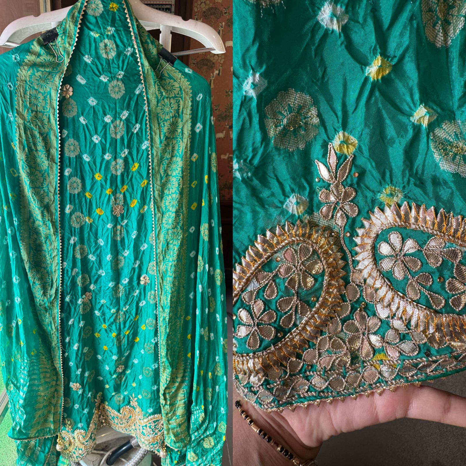 Crushed bandhani silk Suits
