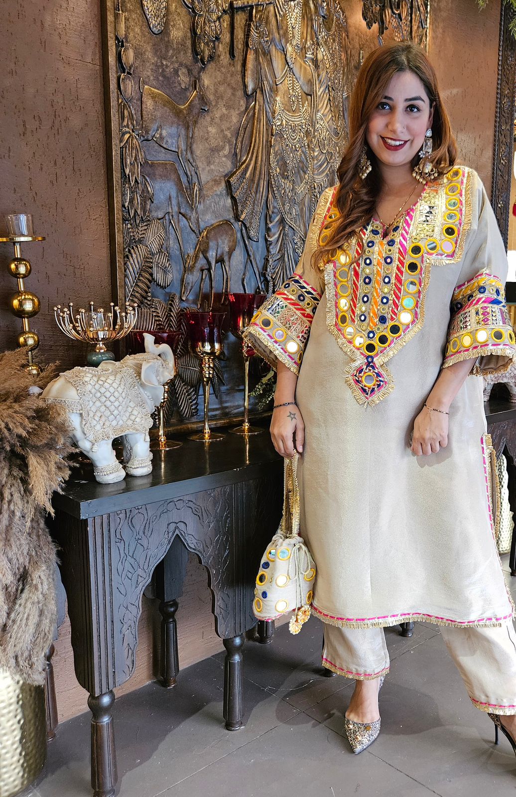 Pure shimmer tissue silk chogha