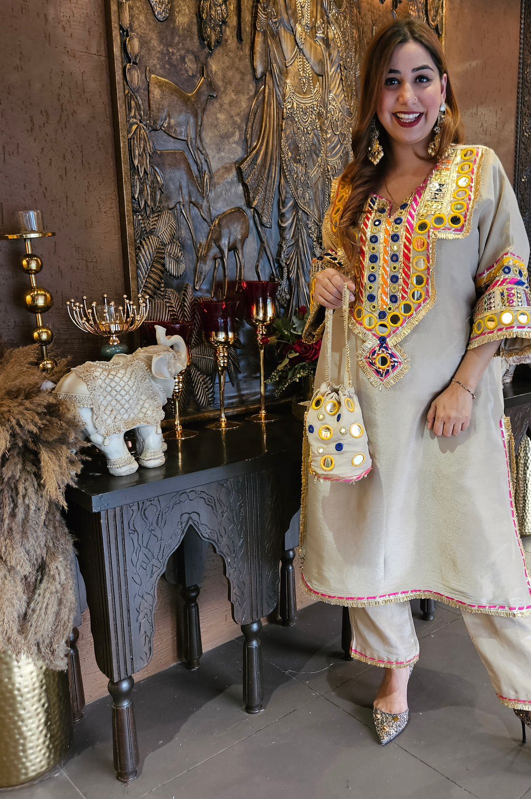 Pure shimmer tissue silk chogha