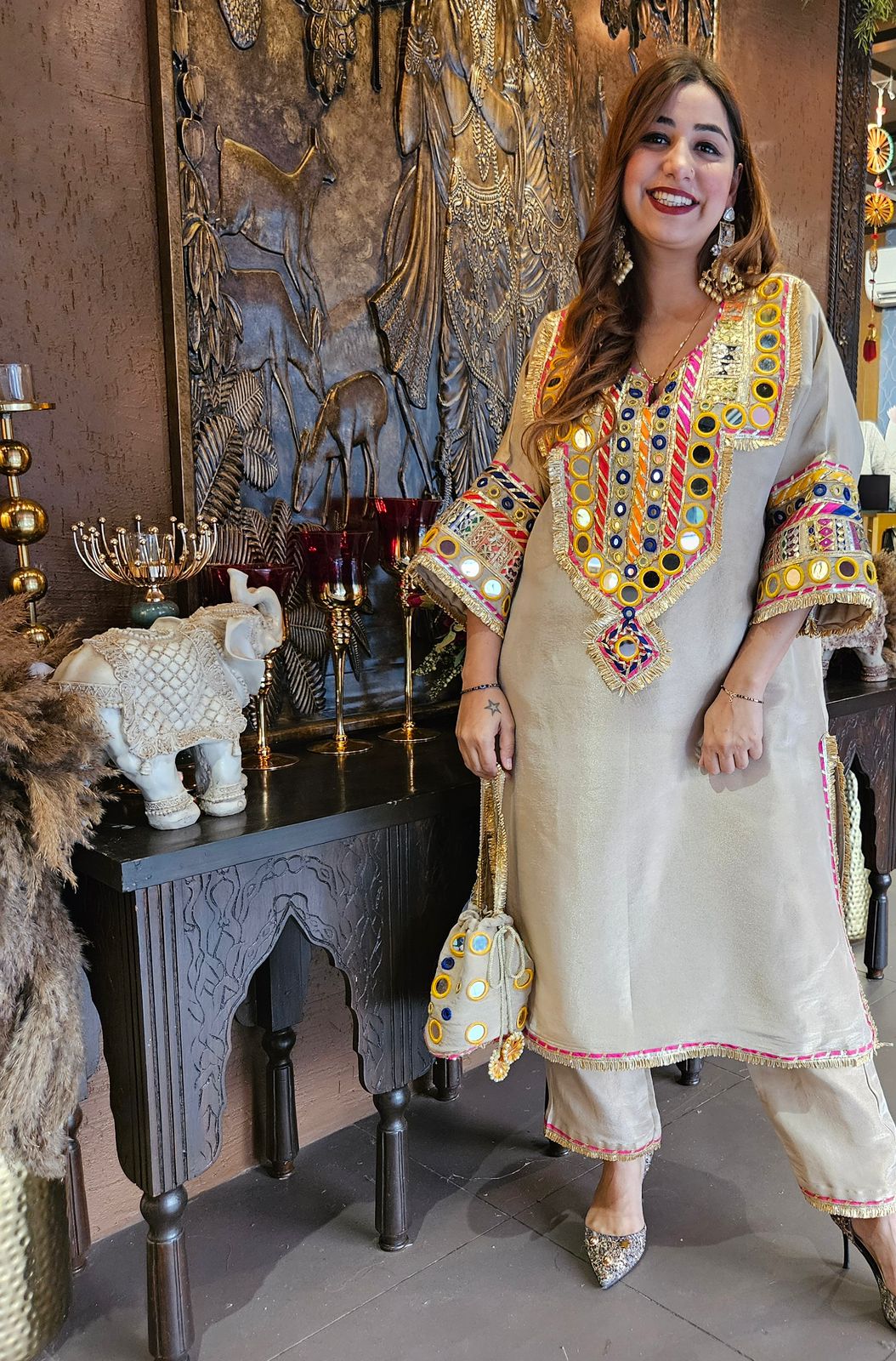 Pure shimmer tissue silk chogha