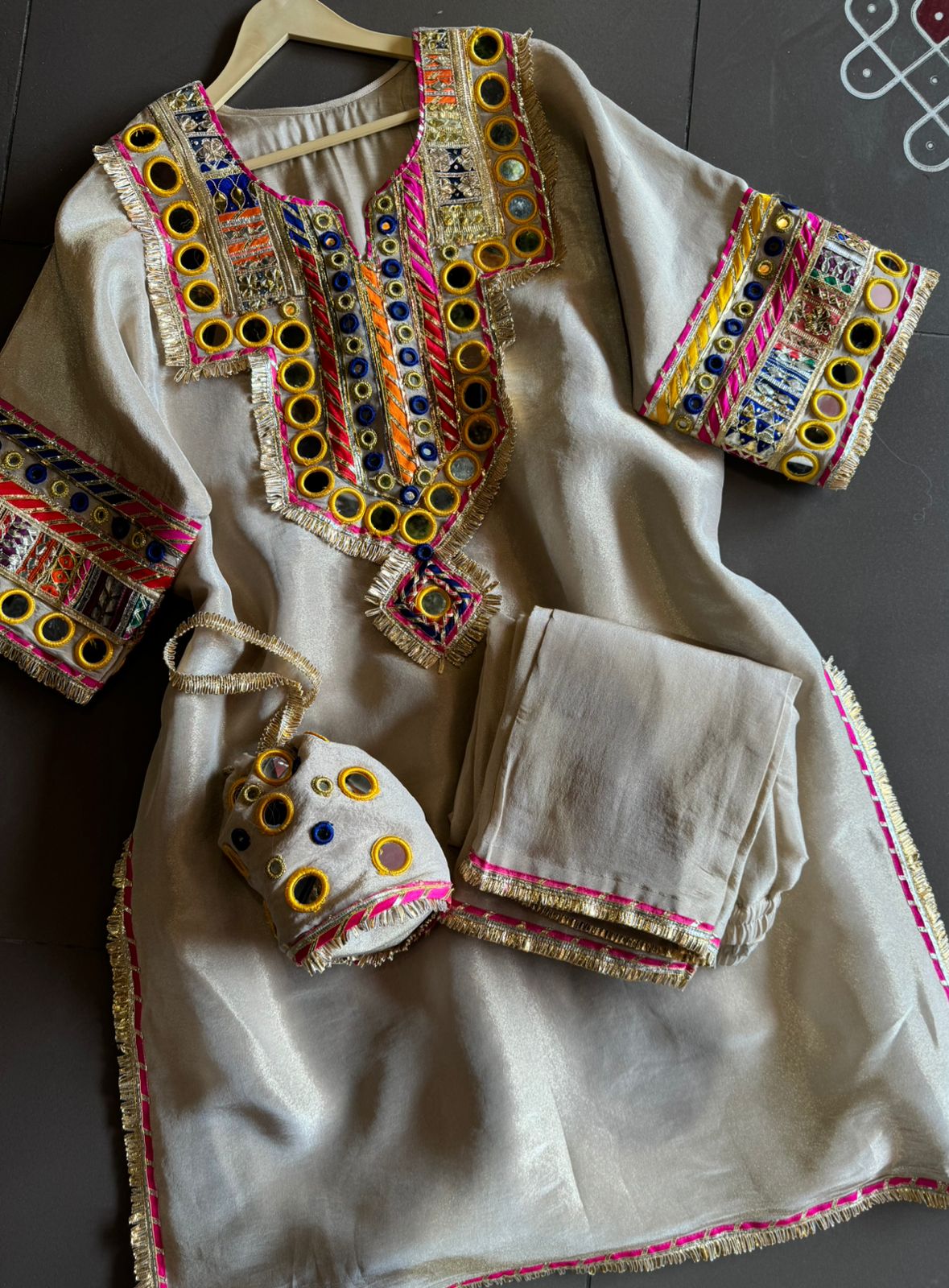 Pure shimmer tissue silk chogha