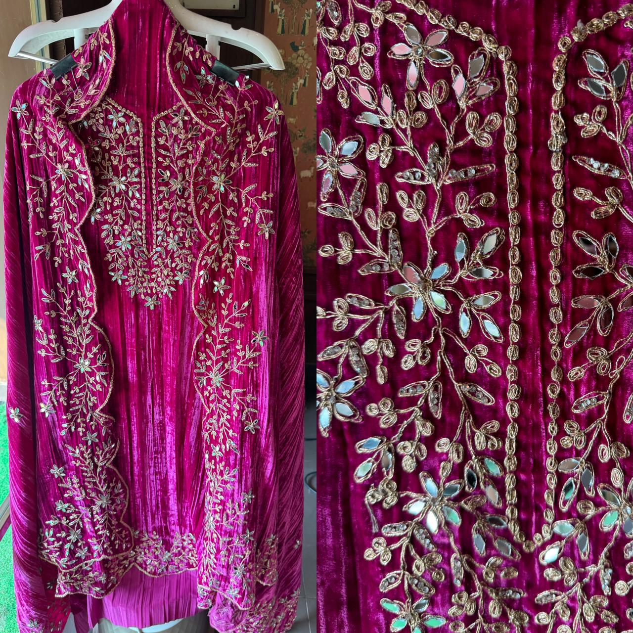 SHOP OUR BEST SELLING CRUSHED VELVET MIRROR WORK SUITS