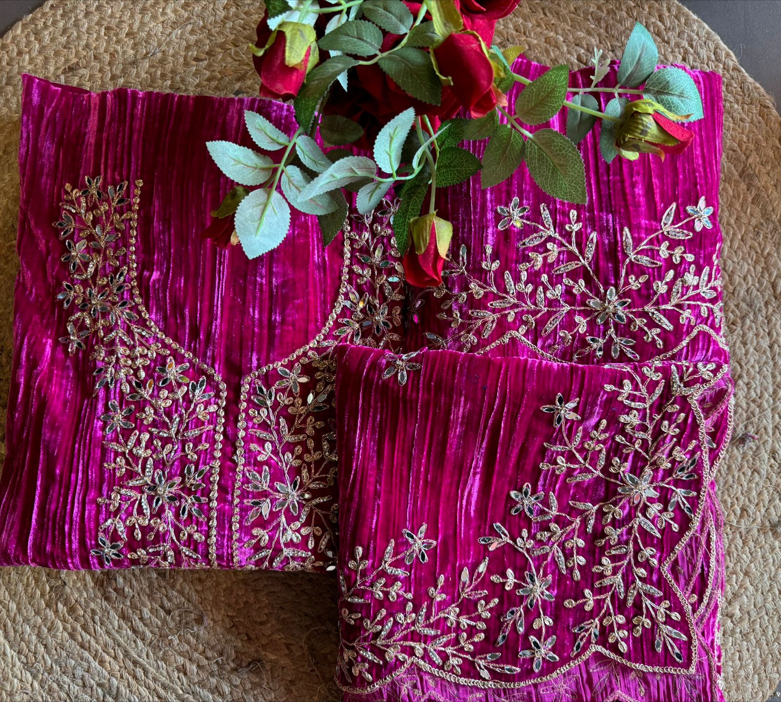 SHOP OUR BEST SELLING CRUSHED VELVET MIRROR WORK SUITS