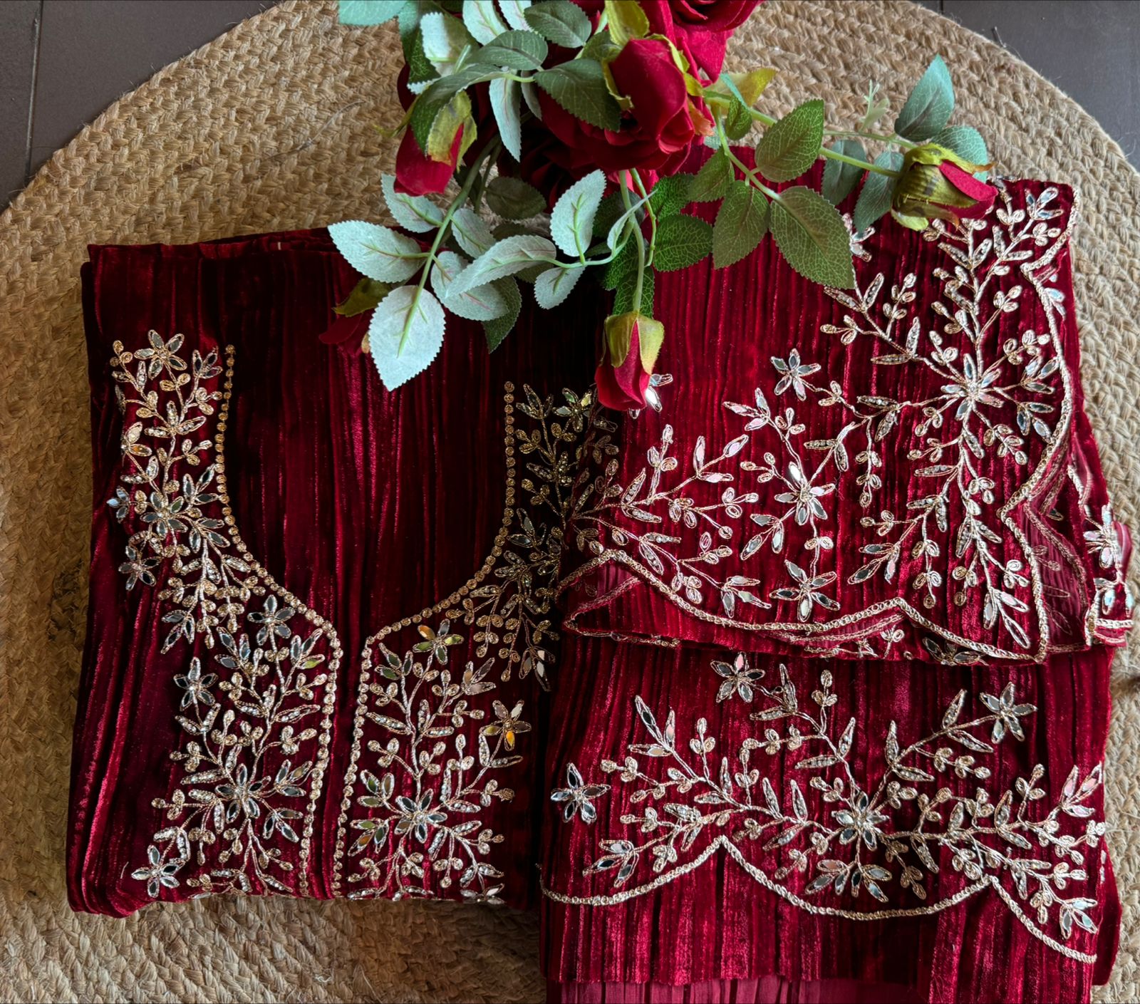 SHOP OUR BEST SELLING CRUSHED VELVET MIRROR WORK SUITS