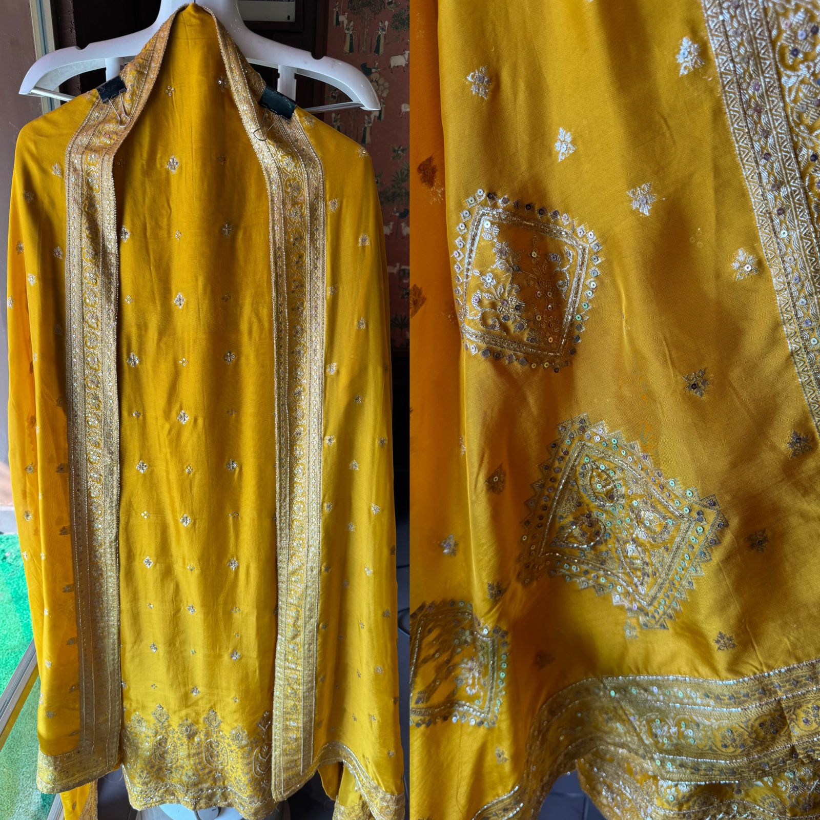 Soft organza Silk Unstitched full size suit