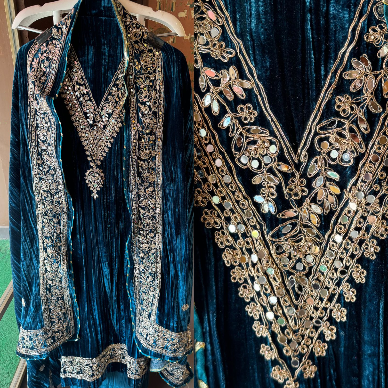 SHOP OUR BEST SELLING CRUSHED VELVET MIRROR WORK SUITS