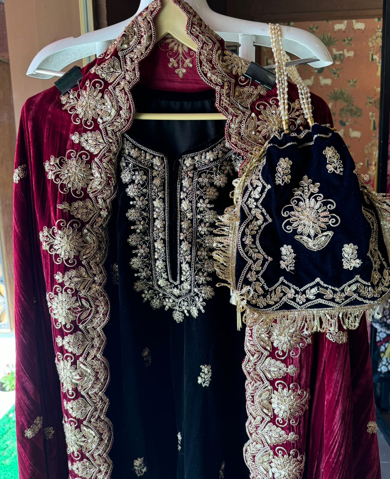 Shop our latest Velvet Stitched Sharara Set