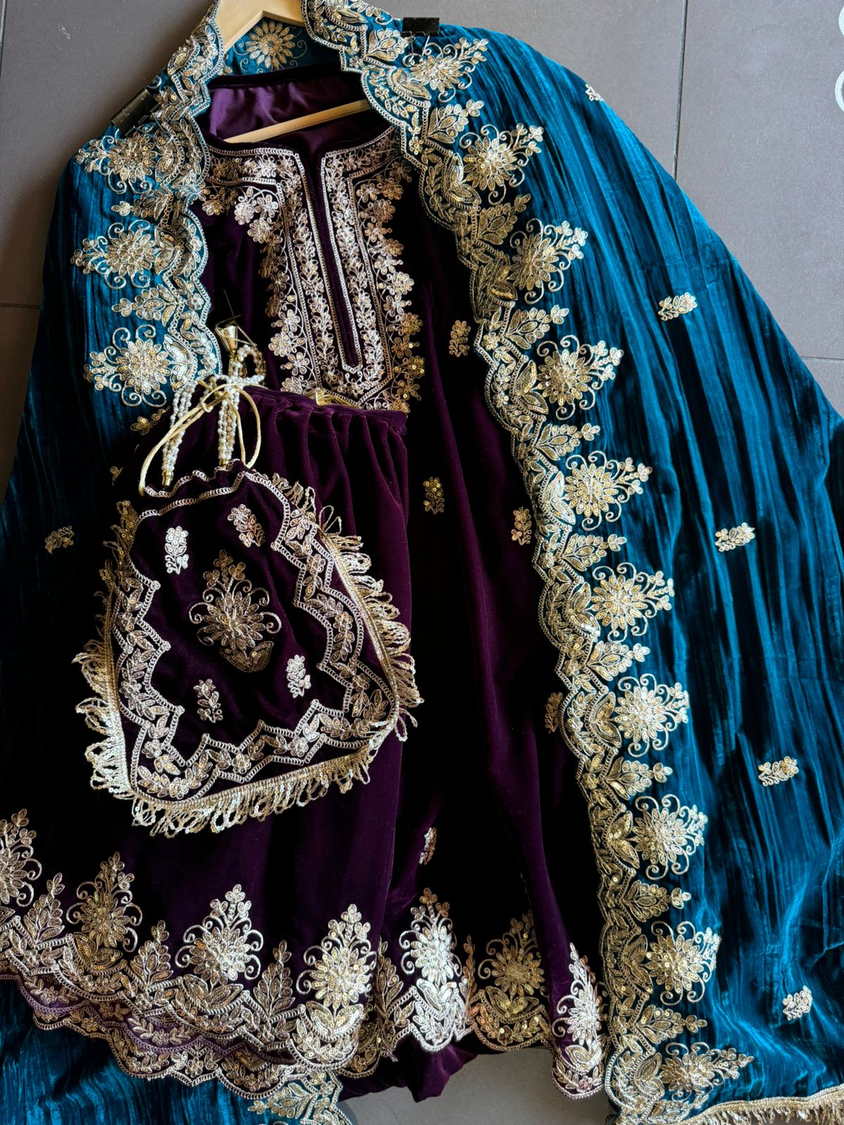 Shop our latest Velvet Stitched Sharara Set